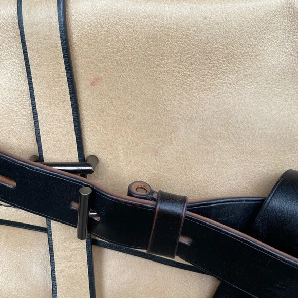 REED KRAKOFF Beige with Black Trimmed Leather "Boxer" Tote Bag. - Picture 12 of 16